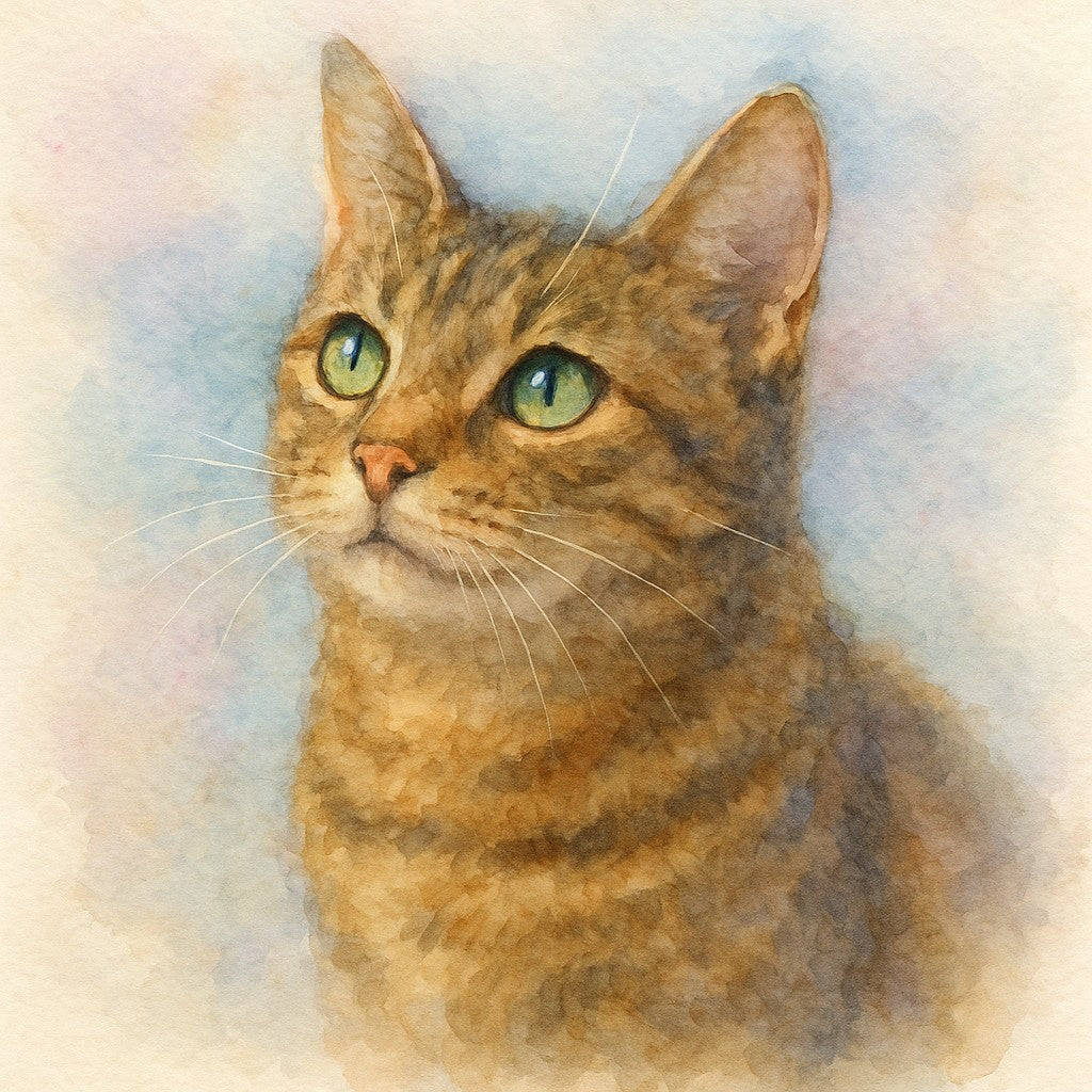 Voorbeeld: katportret — zachte aquarel