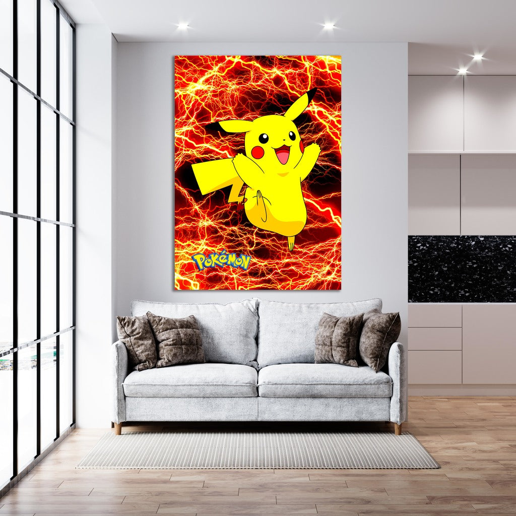 Red Lightning Pikachu - Pokemon - Canvas