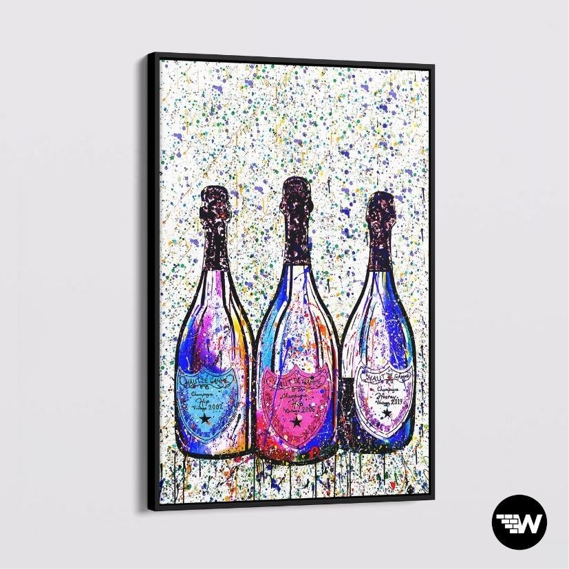 Colored Champagne Bottles - Poster