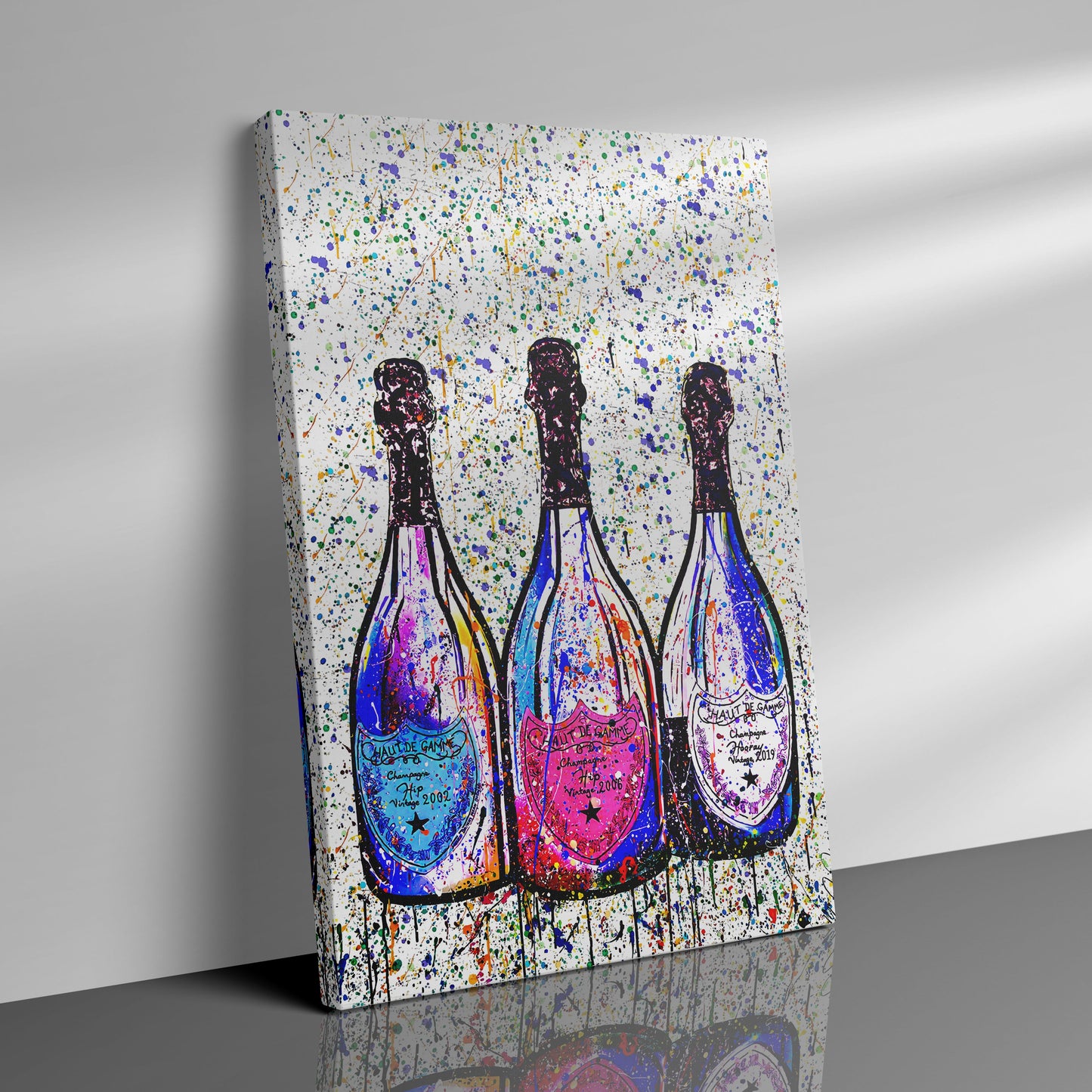 Colored Champagne Bottles - Canvas