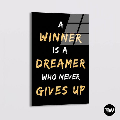 WINNER NEVER GIVE UP - Glass