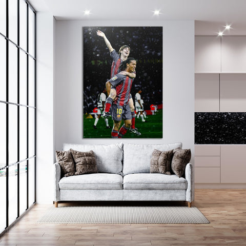 Messi and Ronaldinho - Soccer - Canvas