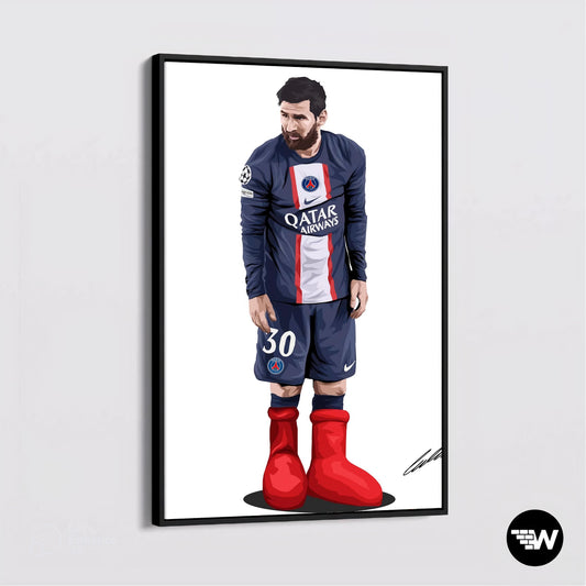 Messi's Bold Red Boots - Soccer - Poster